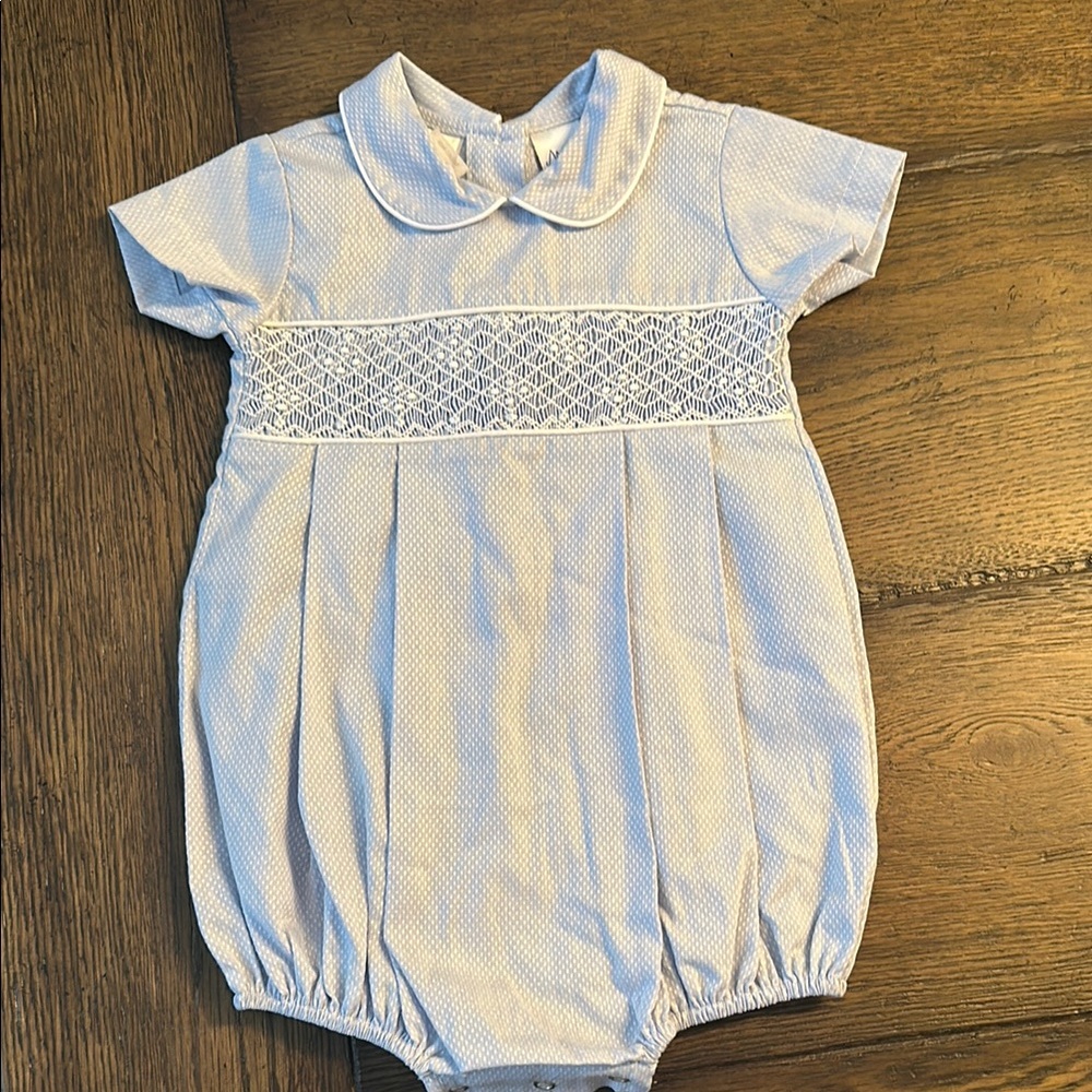 Baby Blue Romper with Lace Detail